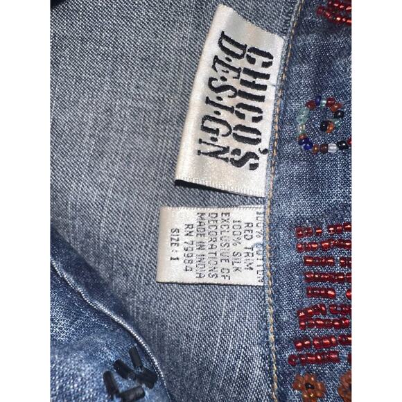 Chicos Design Vintage Beaded 90’s Denim Jacket - Picture 9 of 10